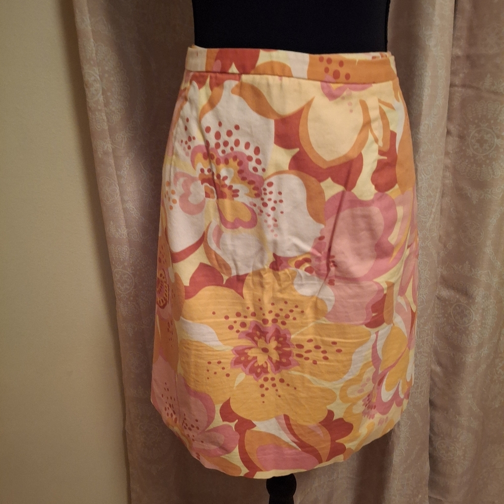 Talbots Floral Mini Skirt in Orange and Pink